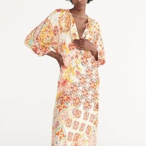 Zara Printed Flounce Midi Dress - L